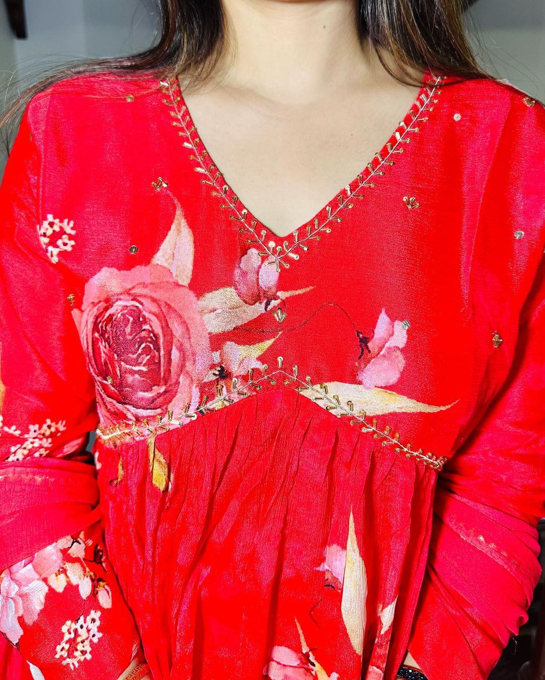 Floral Alia Cut Handwork Gown with Dupatta