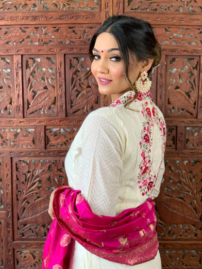 Anarkali Gown With Banarsi Dupatta