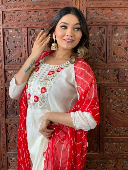 Anarkali Gown With Lehriya Dupatta